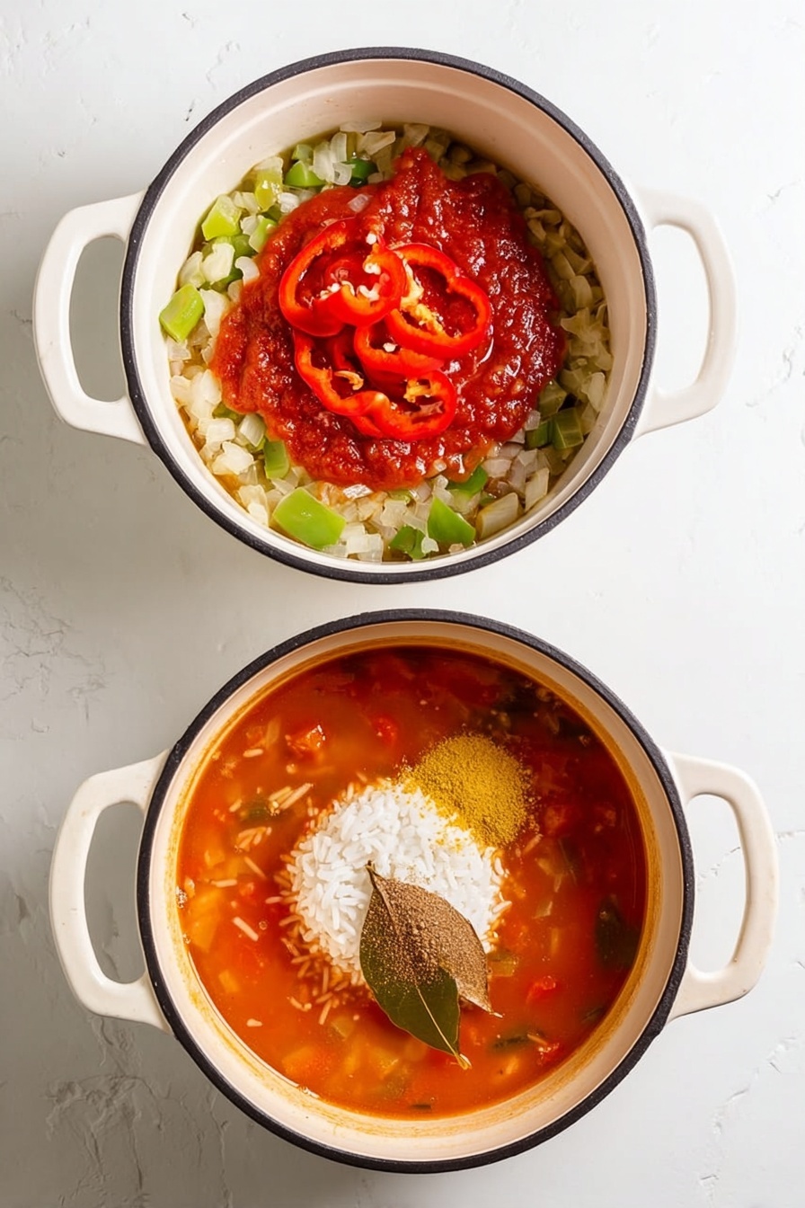 A white plate is filled with a single layer of yellow-orange rice mixed with green peas and small cooked shrimp scattered evenly across the dish, showing a soft and slightly moist texture. The rice is speckled with tiny bits of red pepper and onion, adding pops of red and white throughout. A silver fork rests on the right edge of the plate with some rice grains touching the fork's prongs. In the top left, part of a white pan with more of the same rice is visible, resting on a folded white cloth. The whole scene sits on a white marbled surface. photo taken with an iphone --ar 2:3 --v 7