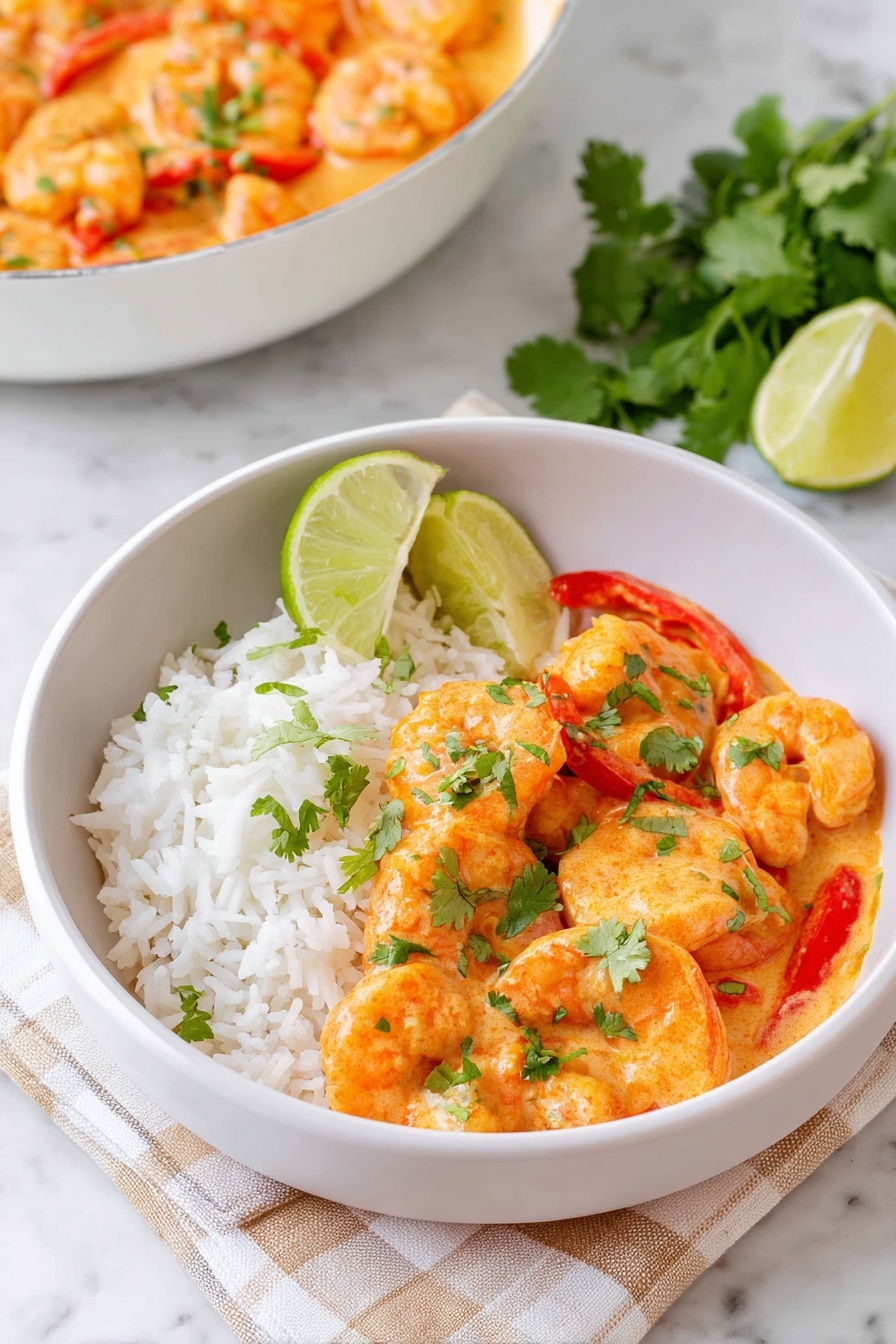 A white pot with two handles holds about twenty cooked shrimp inside. The shrimp are light pink and orange with some darker seasoning spots, arranged in a loose pile at the center of the pot. The pot’s interior is light cream with some scattered orange seasoning marks. The pot sits on a white marbled surface. photo taken with an iphone --ar 2:3 --v 7